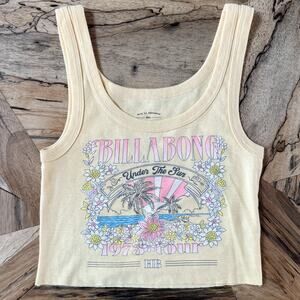 Billabong Under The Sun 1973 Tour Huntington Beach Yellow Ribbed Cropped Tank